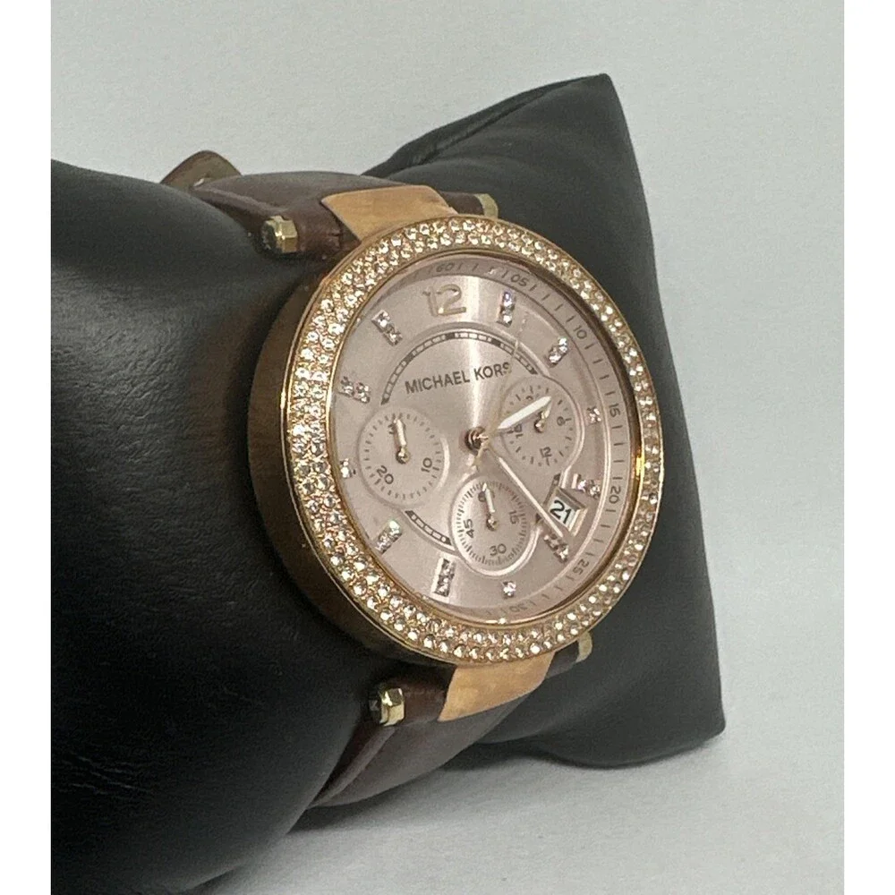 Michael Kors Parker MK5896 Women's Brown Leather Analog Dial Quartz Watch HME653